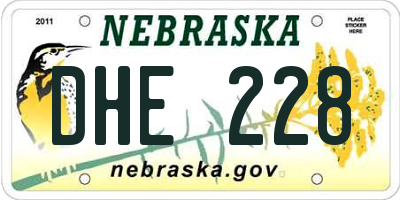 NE license plate DHE228