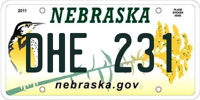NE license plate DHE231