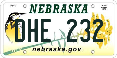NE license plate DHE232