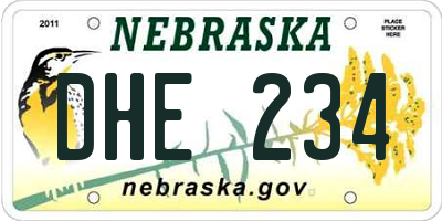 NE license plate DHE234