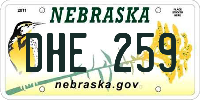 NE license plate DHE259