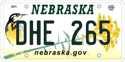 NE license plate DHE265