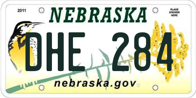 NE license plate DHE284