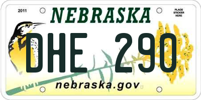 NE license plate DHE290