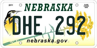 NE license plate DHE292