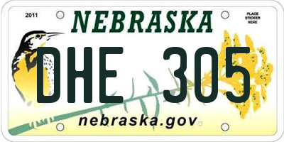 NE license plate DHE305