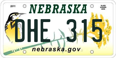 NE license plate DHE315