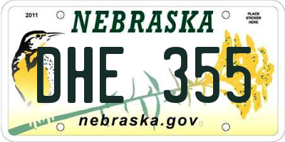 NE license plate DHE355