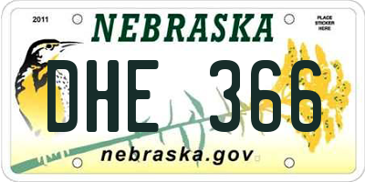 NE license plate DHE366
