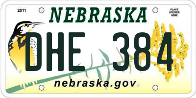NE license plate DHE384