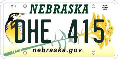 NE license plate DHE415