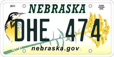 NE license plate DHE474