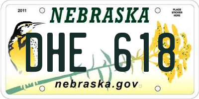NE license plate DHE618