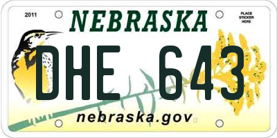 NE license plate DHE643