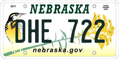 NE license plate DHE722