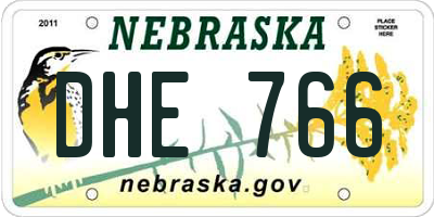 NE license plate DHE766
