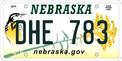 NE license plate DHE783