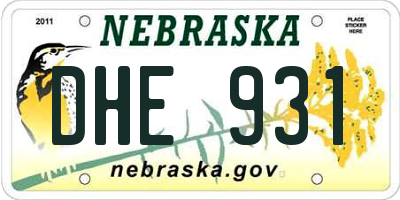 NE license plate DHE931