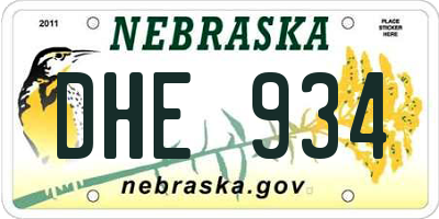 NE license plate DHE934
