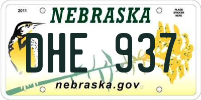 NE license plate DHE937
