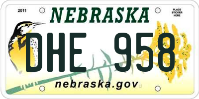 NE license plate DHE958