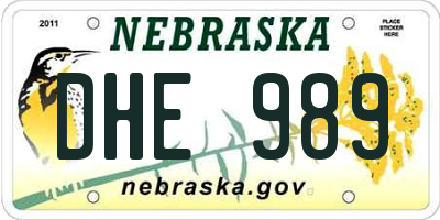 NE license plate DHE989