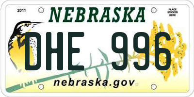 NE license plate DHE996