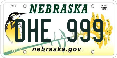 NE license plate DHE999