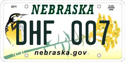 NE license plate DHF007