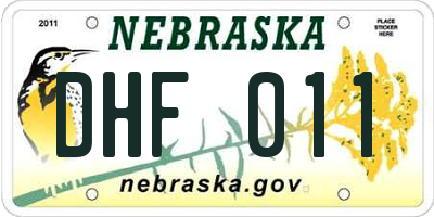 NE license plate DHF011