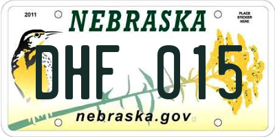 NE license plate DHF015