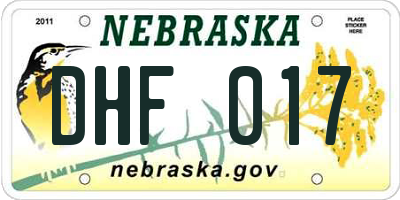 NE license plate DHF017