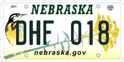 NE license plate DHF018