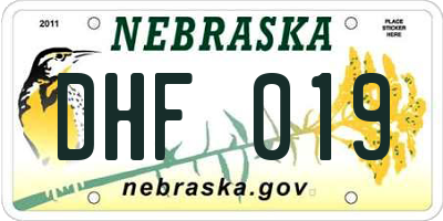 NE license plate DHF019