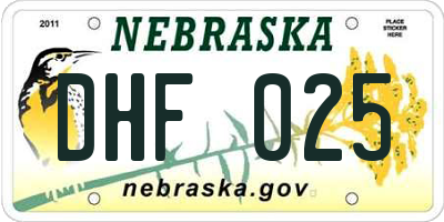NE license plate DHF025