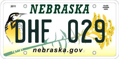 NE license plate DHF029
