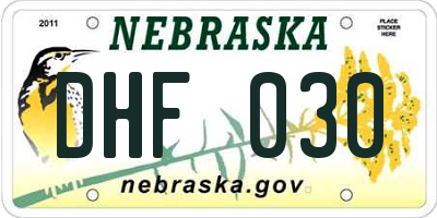 NE license plate DHF030
