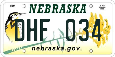 NE license plate DHF034