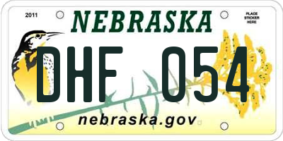 NE license plate DHF054