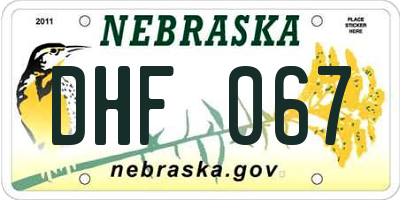 NE license plate DHF067
