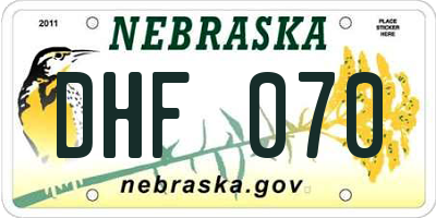 NE license plate DHF070