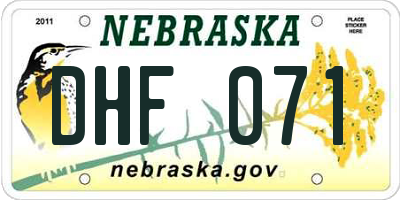 NE license plate DHF071