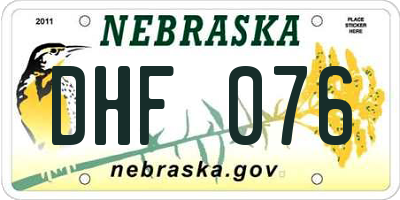 NE license plate DHF076