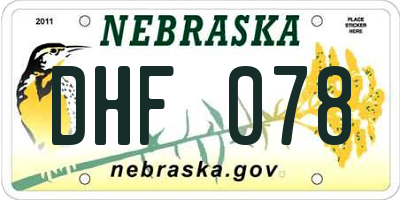 NE license plate DHF078