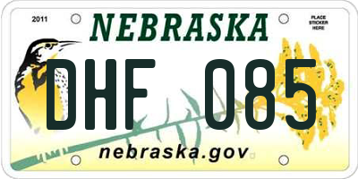 NE license plate DHF085