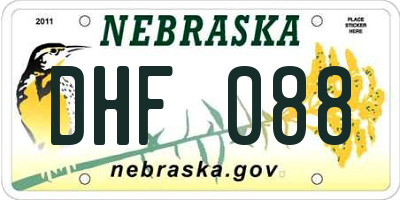 NE license plate DHF088