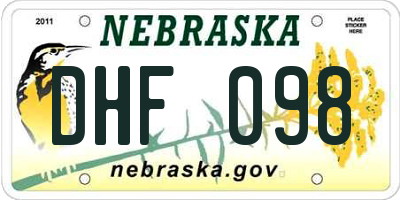 NE license plate DHF098