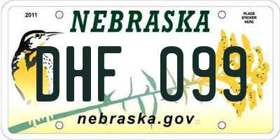 NE license plate DHF099