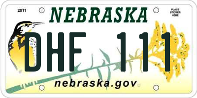 NE license plate DHF111