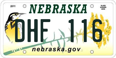 NE license plate DHF116